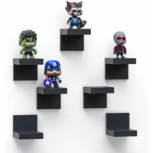 Ikea Floating Shelves For Wall by RicherHouse, Plastic Black Shelf 4 Inch Display Ledges Room Decor, Mini with 2 Types of Installation