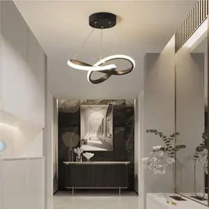 LED Pendant Light, creative clover line design, available in black/gold/white, 24CM - warm light, suitable for corridors, entryways, studies and bedrooms, indoor home lighting pendant, Atmosphere Lighting