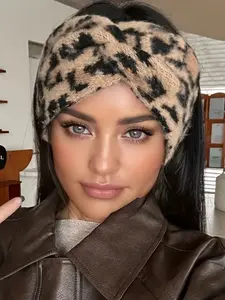 Elegant Vintage Leopard Print Knotted Headband for Women, Thick Warm Winter Hair Band, Soft Fabric, Ideal for Gym, Outdoor, Holiday Gifts, Headbands for Women