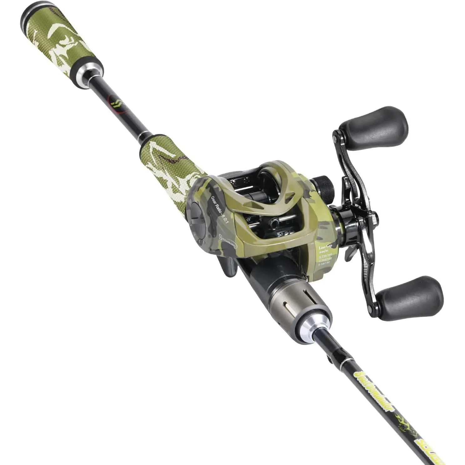 Baitcaster Combo, 30Ton+24Ton Graphite 2-Piece Blanks Casting Fishing Rod,SuperPolymer Handle,"S" Style Hook Keeper with Camo Baitcasting Reel