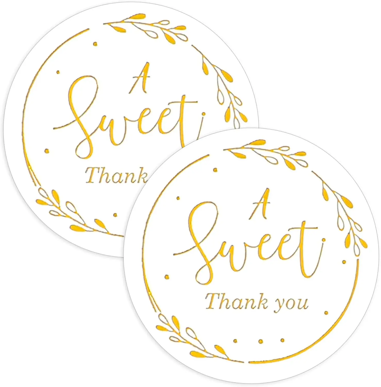 2-Inch Elegant Personalized Self-Adhesive Gold Foil Thank You Labels, 120 Pcs Office Stationery for Baby Shower Gift Labeling, Customizable to Elevate Gift Presentation