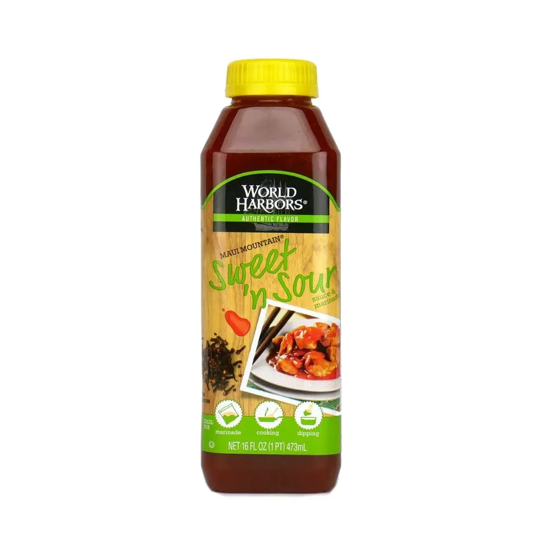 World Harbors Maui Sweet and Sour Sauce - Hawaii Style Perfect for Dipping, Dumplings, Chicken Nuggets, Various Meats Including Beef, Pork, Seafood & Vegetable Made in USA 16-Fl Oz Bottle