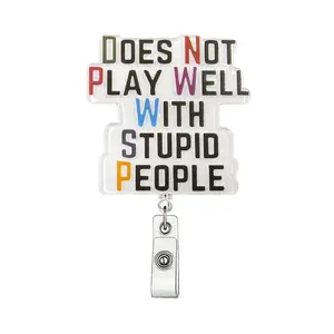 Retractable Badge Holder, 1 Count Cute Badge Scroll Badge Clip, Badge Reel, ID Card Pack, Suitable for Students Office Staff Doctors Nurses Teachers, Badge Reels Retractable