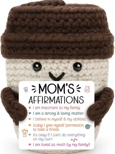 Mothers Day Birthday Mom Gifts from Daughter Son Best Mom Affirmations Gifts for Mama Bonus Step Moms Mother Handmade Crochet Coffee Mug I Love You Mother‘s Day Positive Cute Small Decor