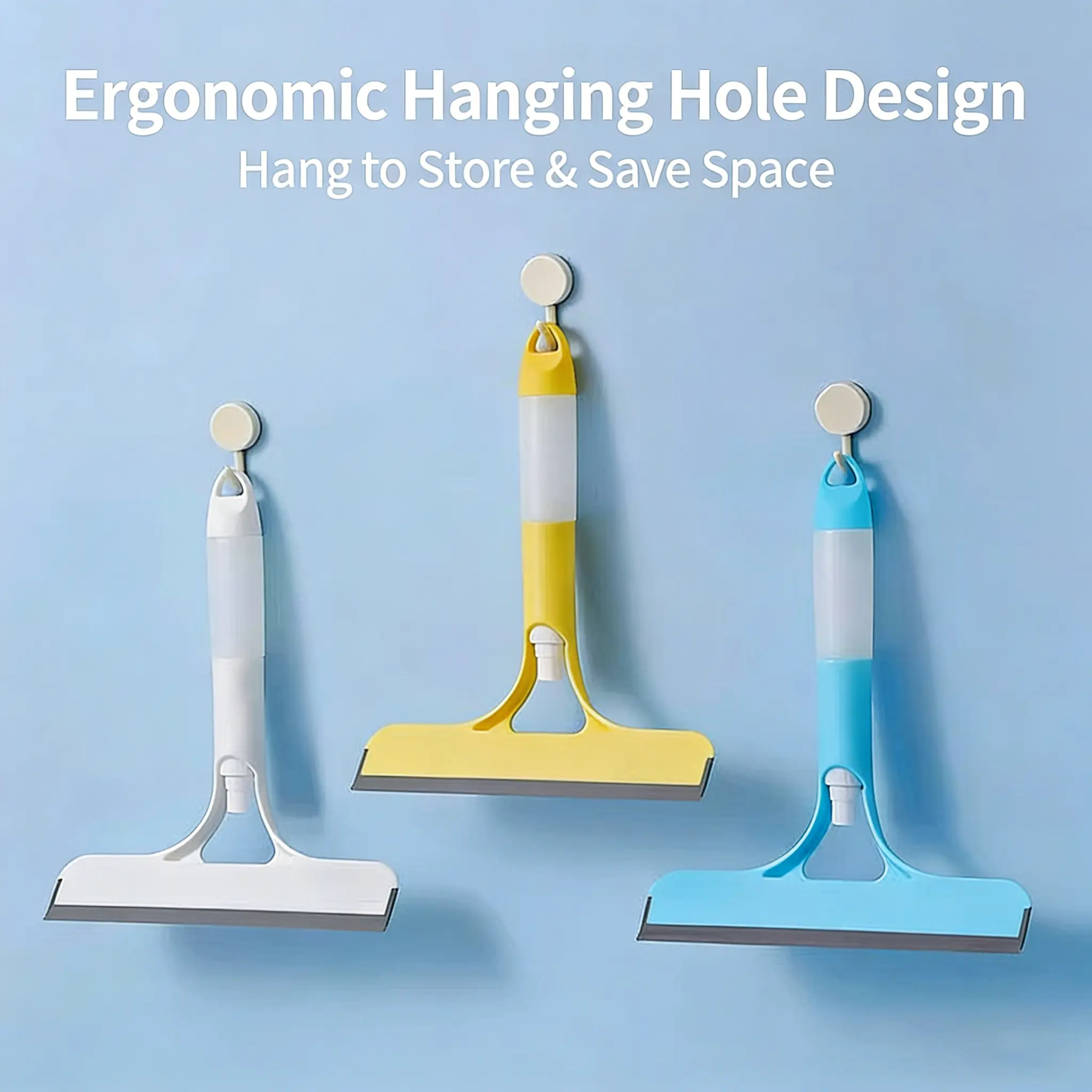3-in-1 Spray Squeegee Window Cleaner | Built-In Sprayer, Scrubber & Squeegee for Glass, Windows, Mirrors & Shower Doors Hands-Free Flat Mop Set Squeeze