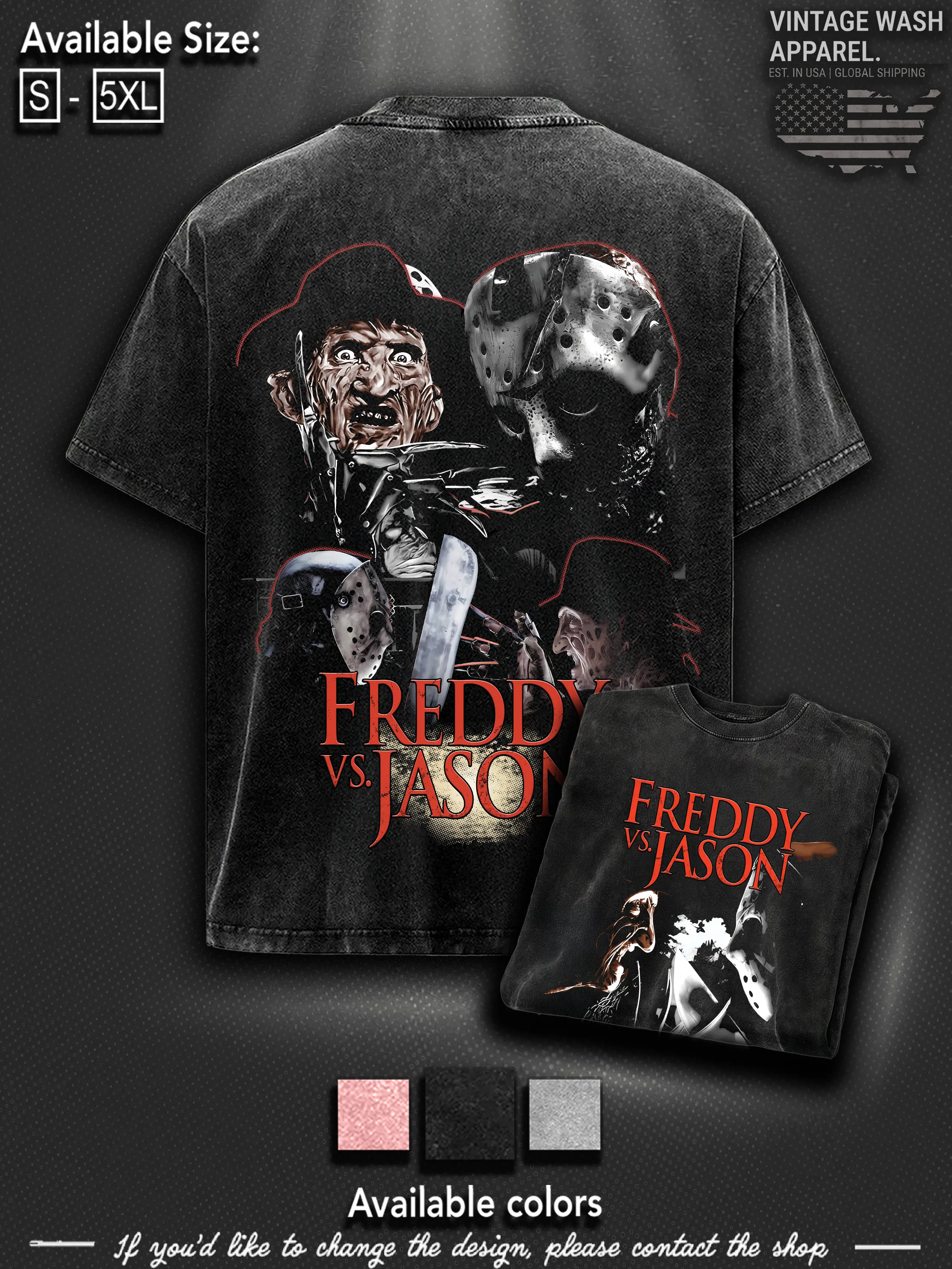Freddy Krueger vs. Jason Voorhees T-Shirt, A Nightmare on Elm Street Merch Friday The 13th Merch, 80s Horror T-shirt, Slasher Movie Apparel For Fans