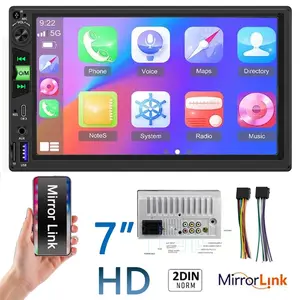 Car Stereo Head Unit 7 Inch Touch Screen with Mirror Link, AUX/FM-Transmitter, for All Vehicles,Easy Installation, 12-24V Power, Universal Portable Car MP5 Player, Car Video Player