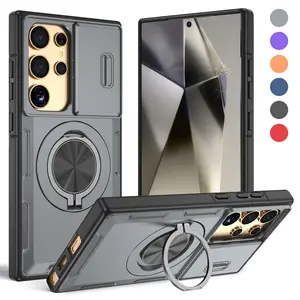 For Samsung Phone Case-military grade shockproof cover with 360° Rotating Ring Stand, 180° Flip Camera Lens Protector & MagSafe Compatible Magnetic Kickstand, Heavy Duty Rugged Protective.