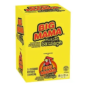 Big Mama Pickled Sausages - 12 Pack, 2.4 oz Each, Chicken & Pork, 120 Calories per Sausage, 1.72 oz Total