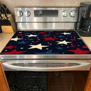 1PC heat insulation pad July Fourth Patriotic Star Felt Heat Resistant Mat - Non-Slip Washable Dust-Proof Kitchen Decor Pad for Stove, Table, Washer, Fridge, Bathroom & Appliances Kitchenware