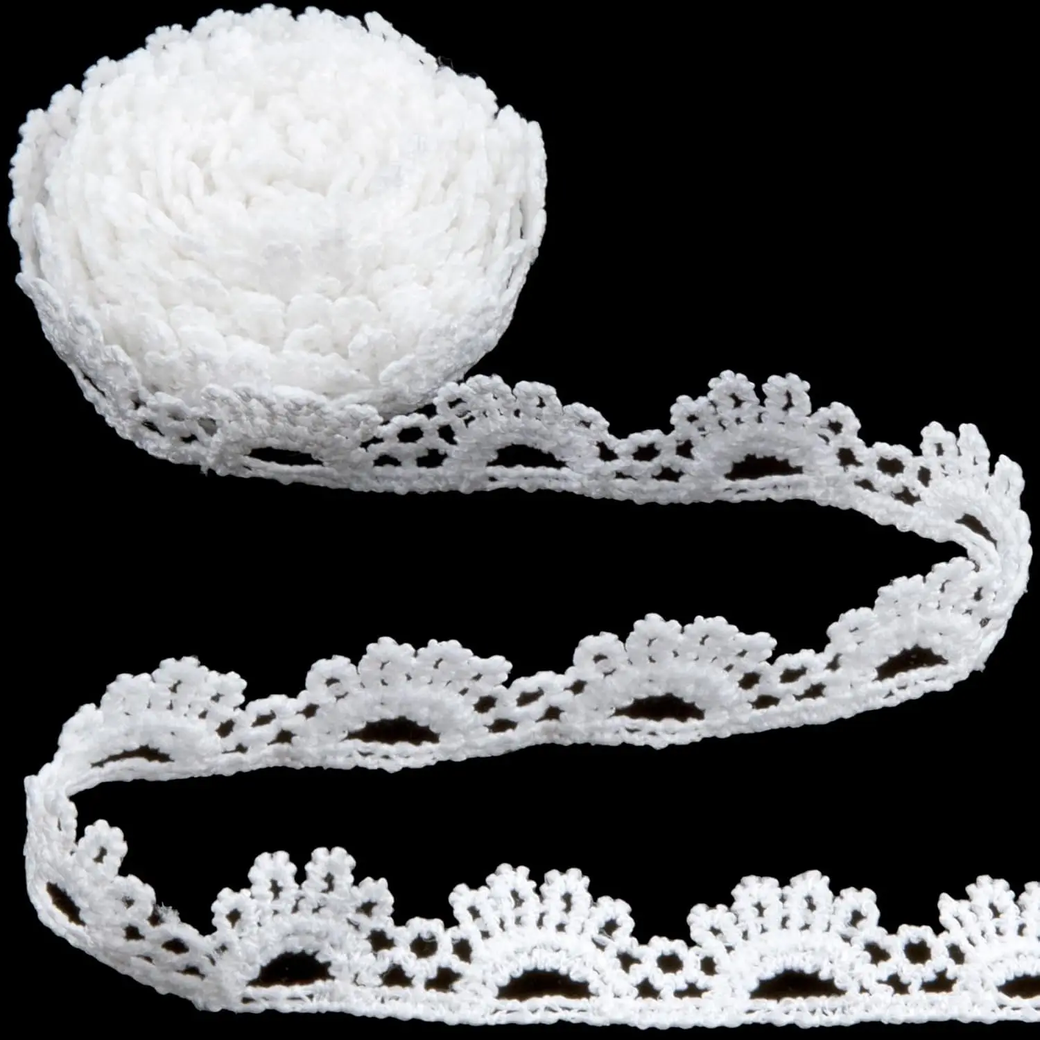4 Yards White Lace Trim,  Crocheted Lace Ribbons, Embroidery Scalloped Edge Laces for DIY Crafts, Bouquet, Sewing, Wedding, Wrapping, Decoration (0.63" Wide)