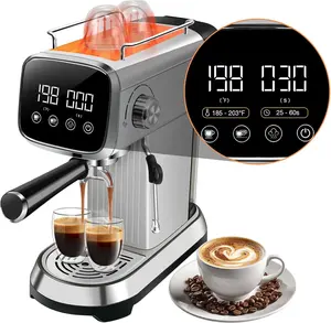 Espresso Machines 20 Bar with LED Touchscreen, Adjustable Temperature(185~203F) Timing(25~60s), Compact Stainless Steel Coffee Maker with Milk Frother Steam Wand for  Cappuccino & Latte Maker