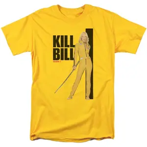 Kill! Bill Yellow Suit Poster T Shirt Licensed Martial Arts Movie Retro Yellow T-shirt Size S-6XL, All Colors, Gift for Women Men, Made In USA, US Size S-6XL, 100% cotton, Classic Fit, Unisex T-Shirt