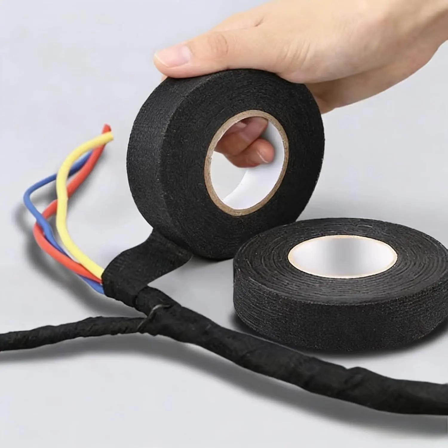 Heat-Resistant Adhesive Cloth Tape, High Temperature Resistant, Insulation Tape, Wire Harness Tape, 2 Count Multifunctional Cable Car Harness Wiring Loom Tape, Suitable for Electrician, Contractor, Workshop, Hotel