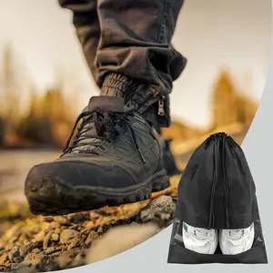 12 Large Travel Shoe Bags with Drawstring, Durable Foldable Reusable Polyester Organizer, Transparent Window Design, Unisex