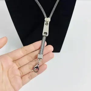 Edgy Zipper Chain Convertible Bracelet & Choker – Unisex Stainless Steel, Alt Punk Gothic-Inspired Brat Accessories for Everyday Wear, Birthday Gifts,Valentines Gifts Special Occasions