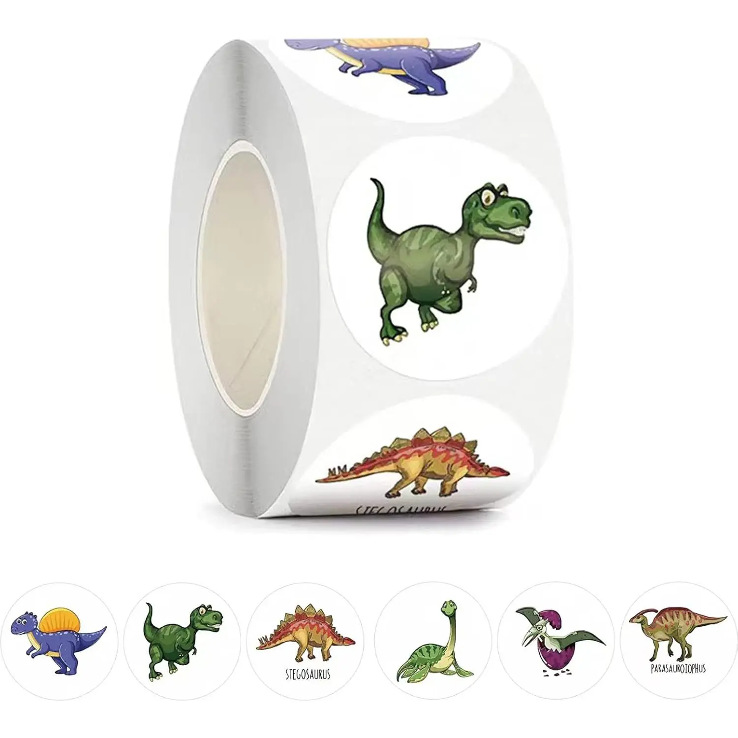 500Pcs Dinosaur Stickers for Kids Boy Teacher Round Animal Children Reward Roll Sticker School Supplies Incentive Potty Training Stickers for School Classroom Home