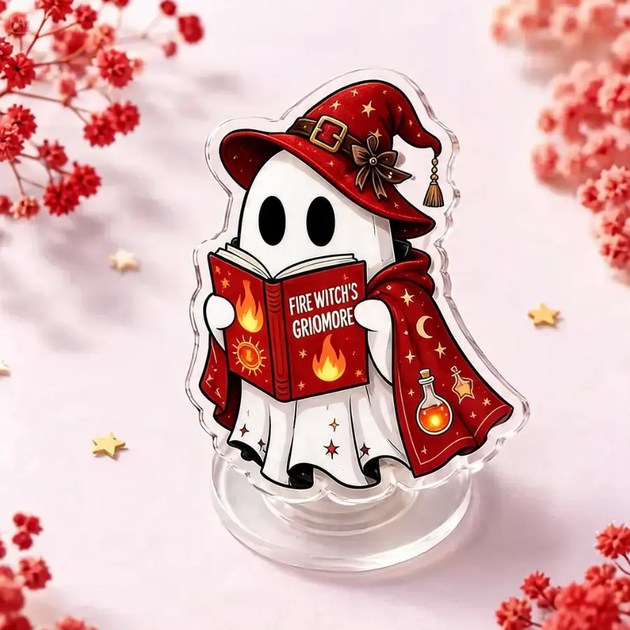 Spooky Ghost Phone Grip Set, Aesthetic Witchy Pop Socket, Cute Reading Bookworm Phone Holder