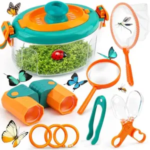 Bug Catcher for Kids Outdoor Toys with Butterfly Net, Kids Binoculars, Magnifying Glass, Bug Habitat with Magnified Viewer & Bug Toys Tweezers, Insects Bug Catching Kit Outdoor Explorer Kit