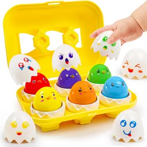 Egg Toys  Toddlers 1-3,Geometric Eggs Early Preschool Educational Learning Fine Motor Skills Color Sorting Satcking Travel Bingo Puzzle Matching Games  Kids Boys Girls