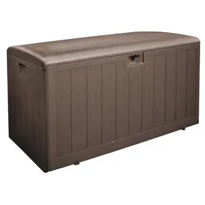 Plastic Development Group 130-Gallon Resin Outdoor Patio Storage Deck Box, Brown Organiser Set