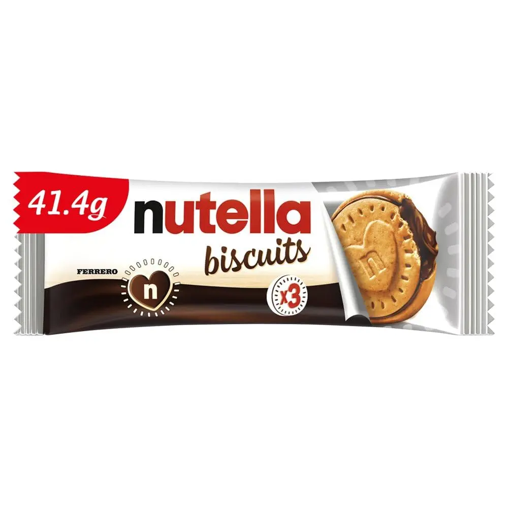 Nutella T3 Cocoa-Flavored Biscuit Snack - 41.4G, Caffeine-Free, Resealable Pack, Made with Milk, Flour, Salt, Hazelnut, Sugar, Palm Oil, Ideal for Desserts