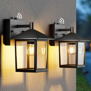 Dusk to Dawn Outdoor Lighting Fixtures Wall Mount, Matte Black Outdoor Porch Lights with E26 Socket, Waterproof Exterior Wall Sconce for House, Doorway