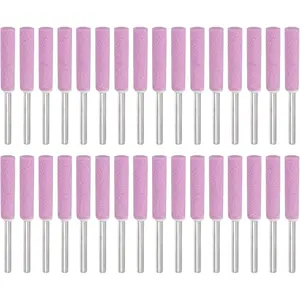 32 Pcs Diamond Chainsaw Sharpener 7/32 Inch High Hardness Sharpening Stone Polishing Chainsaw Sharpening Kit Grinding File Tool for Chain Saw Stone Jewelry Wood, Pink(5mm)