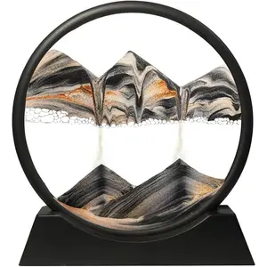 MIUVA Ocean Art Landscape Painting Ornaments Valentines Gift Moving Sand Art Picture Sandscapes in Motion Round Glass 3D Deep Sea Art for Adult Large Desktop Figurines 7 Inch Decor Calming  Christmas Gift Set Stock Up Christmas Decorations