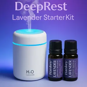 DeepRest Kit: 3-in-1 Mini Humidifier & Aroma Diffuser with Lavender Sandalwood Featuring a Soothing Night Light