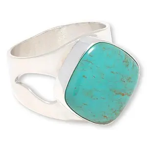 Mine Finds by Jay King Sterling Silver Cushion-Cut Chilean Turquoise Ring