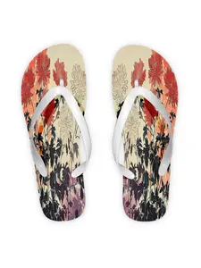Women's Flip Flops, Artistic Chrysanthemum Print, Multiple Colors & Sizes Available, Comfortable Stylish Sandals for Daily Wear, Casual Summer Beach Shoes, Trendy Ladies Fashion Footwear, Women Shoes