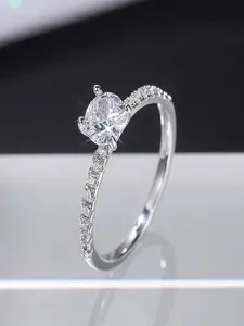 Elegant Rhinestone Decorated Ring, Princess Ring, Exquisite Engagement Ring, Unisex Design, Exquisite Craftsmanship, Fashion Accessories for Women & Men