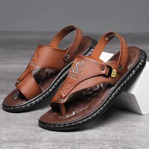 Men's Sport Flip Flops Comfort Casual Thong Sandals Brown Versatile Outdoor Fun Slippers for Fathers Day Gift
