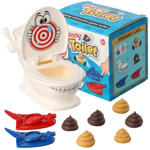 Funny Family Game Toilet Target Shooting Toy Set, Includes 1 Toilet & 2 Fast Shooters, Soft Plastic Poop Toys for Kids Ages 3+