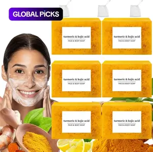 6PCS Lemon Turmeric 6pcs Kojic Acid Soap - Gentle Dark Spot Remover for Face Acne Cleanser Cream Cleansing turmeric soap Face Facial Skincare Radiant Comfort