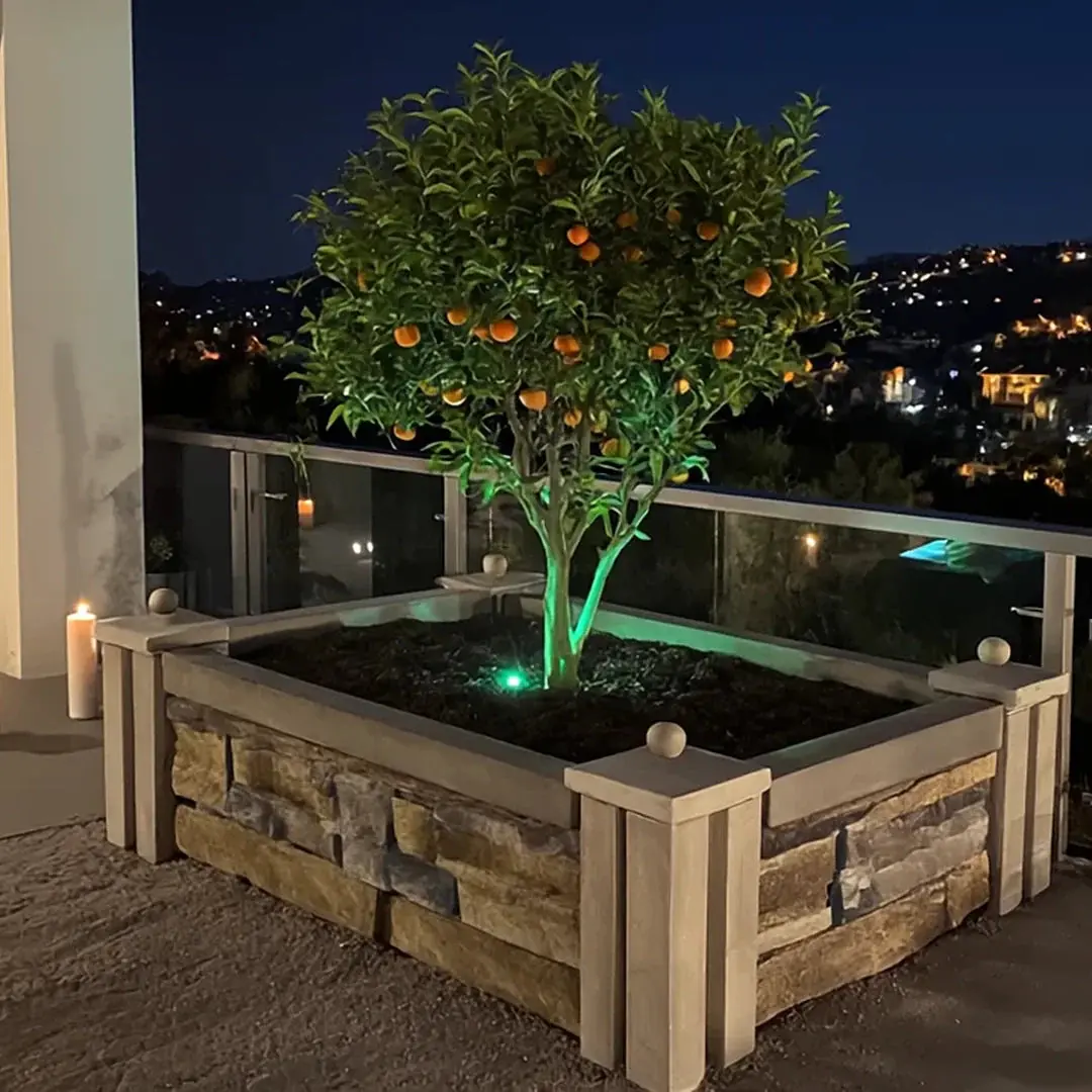 Modular GFRC Concrete Stone-Look Square Planter Box - 4x4 Size, 12.5in High, Root Insulation, Prefabricated Outdoor Container for Accessible Gardening, Home Improvement, Hardscaping