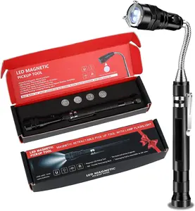 Extendable Magnetic Pickup Tool,Telescoping Magnet Flashlight,with LED Flashlight and Extendable Neck, Cool Gadget Birthday Gifts for Men, Dad, Husband, Mechanic, Tech, Handyman