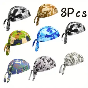 8 Pack Quick-Dry Do-Rag Skull Caps for Men, Sweat Wicking Doo Rags Cooling Helmet Liner Cycling Bandana Headscarves, Ideal for Running, Biker, Outdoor Sports, and Everyday Wear,summerwins