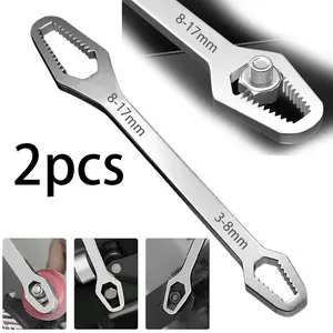 Stainless Steel Self-Tightening Adjustable Double-Ended Wrench – Multi-Functional Portable Hand Tool for Home Repairs & Daily Maintenance