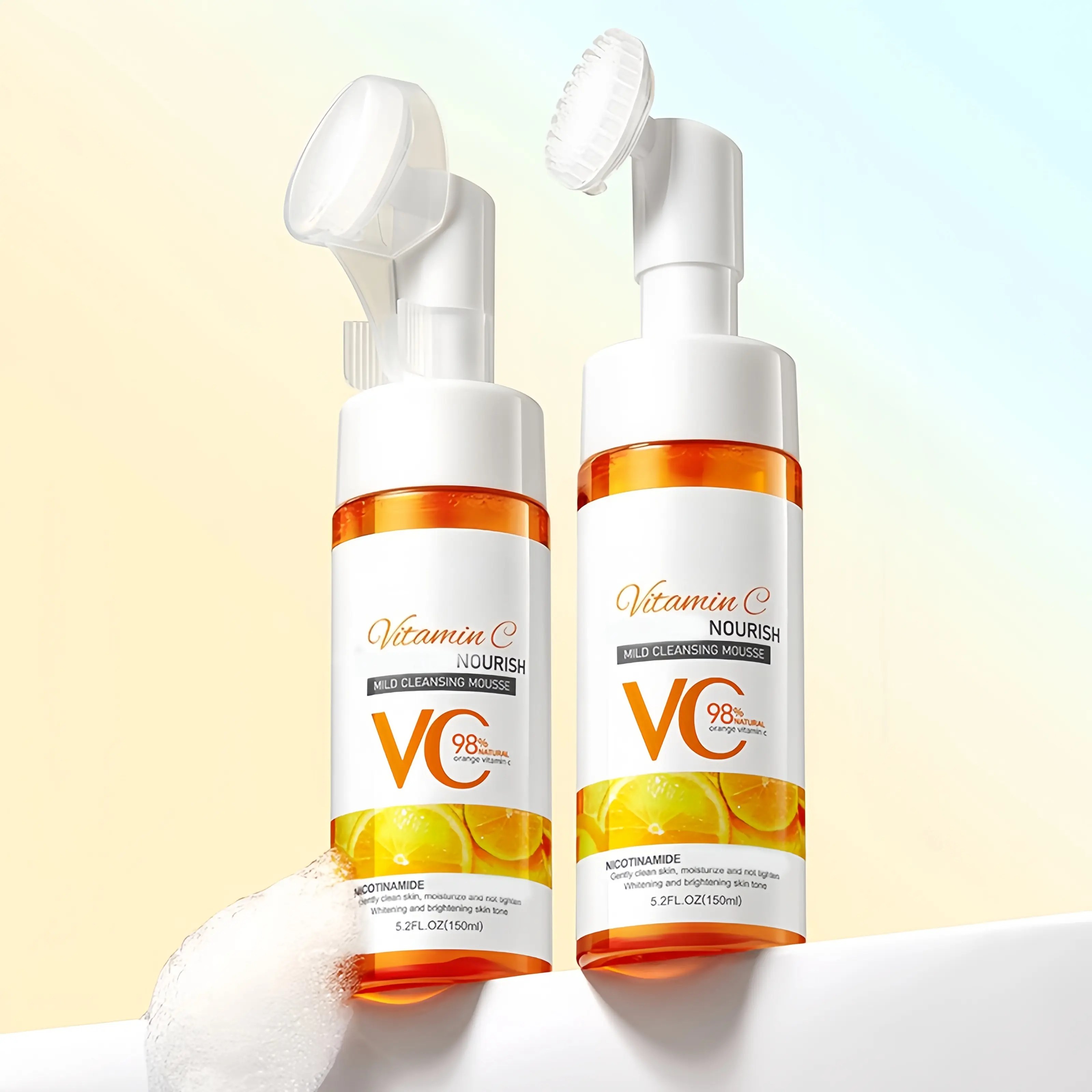 Vitamin C gentle foaming cleanser, natural orange extract, moisturizing facial wash, 150 ml, gift for  holidays Cleansing Daily