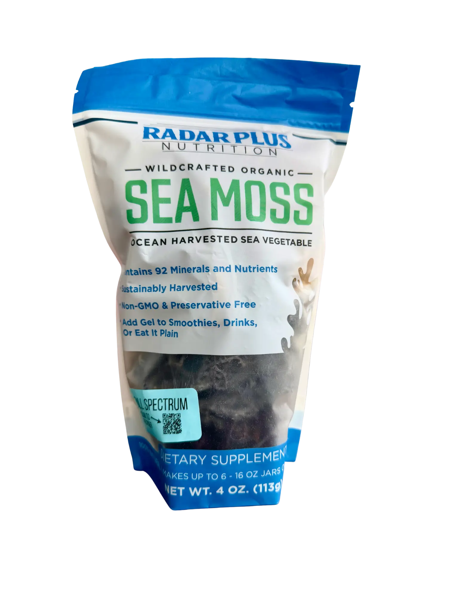 Radar Plus Nutrition Full Spectrum Sea Moss - 92 Minerals, Organic Wildcrafted from St Lucia, Eucheuma Cottonii, Natural & Healthy Superfood