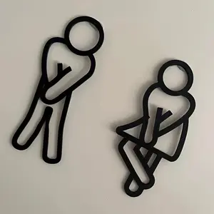 Removable Men Women Bathroom Toilet Sign, Fun Decorative Wall Sticker Door Accessory, Home Decor for Kids Living Room, Funny Restroom Decoration, Bathroom Decorations