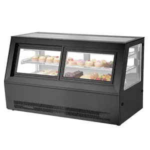 VEVOR Refrigerated Display Case, 7.1 Cu. Ft./ 190L Countertop Pastry Display Case, 2-Tier Commercial Cake Refrigerator with LED Lighting, TURBO Cooling, Frost-Free Air-Cooling, for Bakery, Dessert Shop