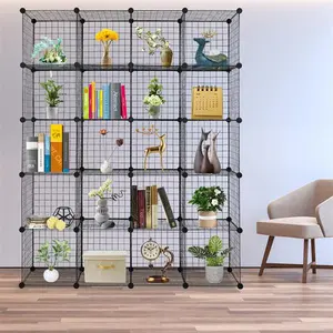 20-Cube Organizer Cube Storage Storage Shelves Wire Cube Storage Origami Shelves Metal Grid Multifunction Shelving Unit Modular Cubbies Organizer Bookcase Household Plastic
