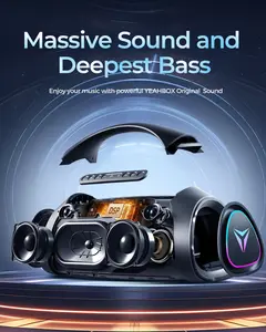 YEAHBOX Sonic Boom Max 200W RMS/300W Peak Bluetooth Audio Speaker, TriFonic Pro True 3-Way HiFi, PulseBass X Oval Woofer, Portable Party Speaker with Subwoofer, EQ, 5 Drivers, BT 5.3, Fast Charge