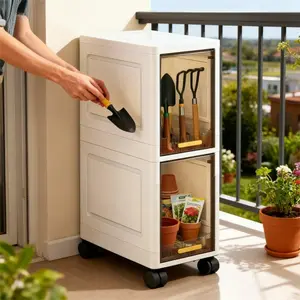 Bedroom and bathroom storage cabinet. Multi-layer storage system, waterproof and dustproof structure, with wheels for movable organization of cosmetics, clothes and sundries, modern design, easy to assemble storage cabinet.