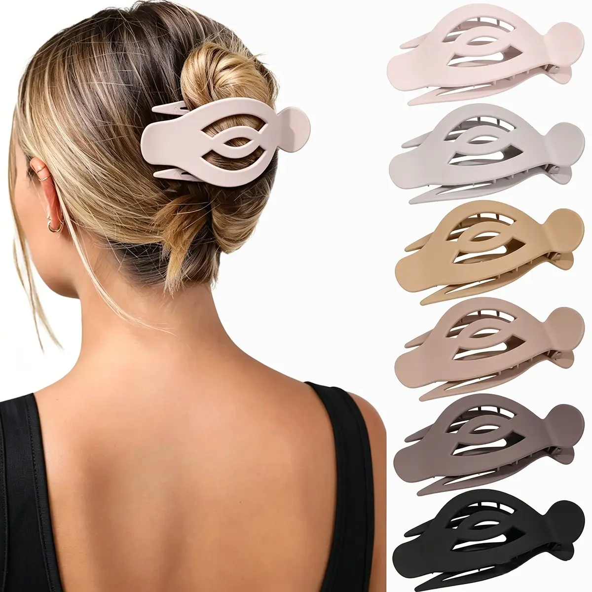AWAYTR 6Pcs Upgrade Large Flat Hair Claw Clips for Women Girls 4.7" Non-slip Duckbill Hair Clips for Long Thick Thin Hair Comfortable for Driving & Lying Down