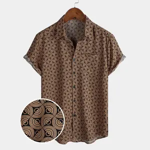 Mens Hawaiian Shirt Short Sleeve Breathable Aloha Beach Shirts for Men Summer Vacation Button Down, Retro Floral Brown，funny shirts men，good graphic tees，funny graphic tee，humorous tshirt men，cotton graphic tees
