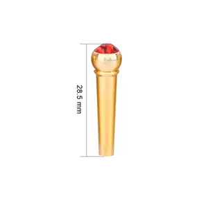 6Pcs Brass Made Guitar Bridge Pins with Crystal Glass Dot Decor Music Instrument Parts Red